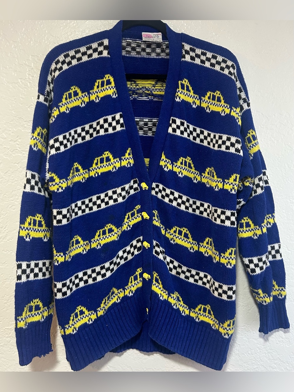 Vintage Taxi Cab Cardigan with Taxi Buttons